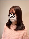レイヤーカットミディアム×ココアブラウンカラー