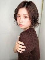 カバーヘア ブリス 川口(COVER HAIR bliss)&nbsp;ナチュラルブラウンウェットヘアボブパーマp1川口20代30代40代