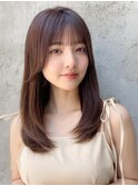 小顔 前髪 レイヤーカット ダークブルー ワンホンレイヤー "