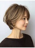 ミセスショートレイヤー白髪染め白髪ぼかしカラー40代50代60代♪