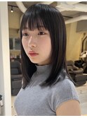 縮毛矯正/髪質改善トリートメント/ミディアムヘア/グレージュ
