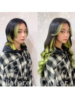 あるじゃんすー 沖縄店 ライム×フェイスフレーミング#シールエクステ#小顔ヘア#沖縄