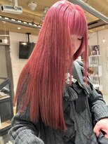 ランティ 難波駅前店(LUNTY NAMBA)&nbsp;ブリーチダブルカラーコーラルピンクロングヘア