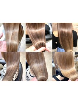 お客様一人ひとりの髪の状態を見極めて施術。ダメージを最小限に抑え、柔らかく艶のある仕上りに。
