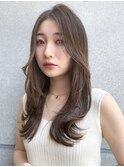 ワンカール/レイヤーロング/顔周りカットくびれレイヤー前髪長め