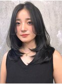 くびれヘアレイヤーカット/20代30代40代/センター分け前髪なし