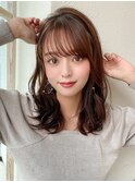 シャギーレイヤーロング韓国くびれヘアシースルーぱっつん前髪