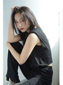 暗髪/レイヤーカット/長めバング