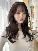 韓国ヘア/レイヤーカット/前髪/顔まわり/チョコレートブラウン