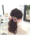 花嫁ハーフアップ　結婚式　二次会　ブライダル　パーティー