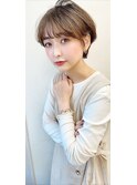 秋冬ココアブラウンカラーのシースルー前髪マッシュヘア