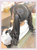 量産型ヘアメ　地雷系ヘアメ　ツインテール　地毛リボンアレンジ