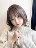 10代20代【髪質改善カラー】ミルクティーグレージュ くびれボブ
