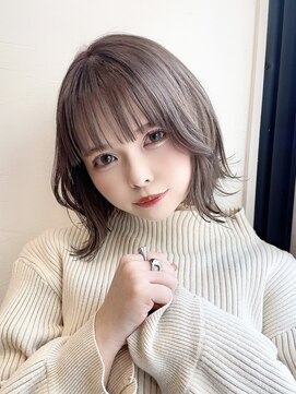 リノ(Lino) 10代20代【髪質改善カラー】ミルクティーグレージュ くびれボブ