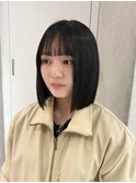 【YOKE】切りっぱなしボブ黒髪ダークアッシュボブヘア大人ボブ