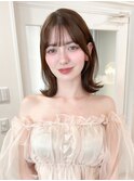 くびれヘアアプリコットオレンジ夏ヘアハイライトカラー