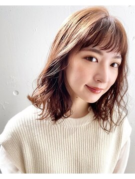 パザパ 交り江店(PA.ZA.PA.) オン眉ミディアムレイヤー/韓国風巻き髪/モカベージュ/30代40代