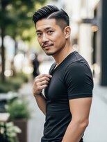 エムエイチバーバー 肥後橋(MH THE BARBER) 七三アップバングショート【肥後橋】
