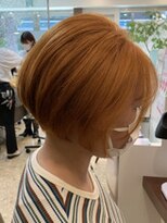 ヘアメイク クリア 本店(hair+make CLEAR)&nbsp;エッジーオレンジボブ　30代40代50代