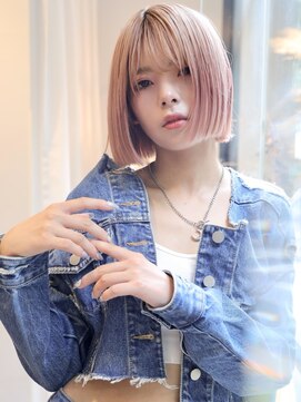 エムスラッシュ 本牧(M.SLASH) ミルクティーピンク/ぱっつん前髪/小顔/シースルーバング/本牧