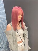 ピンクカラー裾カラー