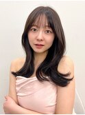 大人可愛いオリーブベージュ前髪カット顔まわりレイヤー