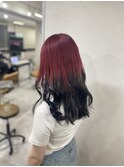 20代30代デザインカラーグラデーションブリーチレッドブラック