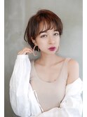 シースルーバングショートボブスタイル
