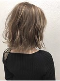 グレージュ_マロンベージュ Aラインボブ かきあげ