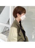 耳かけショート/ショート/束感ショート/オリーブグレージュ