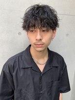 波巻きスパイラルツイストスパイラル無造作パーマニュアンス