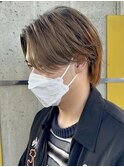 メンズカットセンターパートメンズウルフメンズブリーチカラー