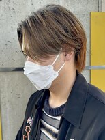 ニアウ 太田店(Niau)&nbsp;メンズカットセンターパートメンズウルフメンズブリーチカラー