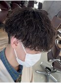 波巻きパーマメンズマッシュセンターパートメンズパーマ鹿児島