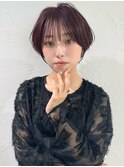 前髪あり耳掛け丸みくびれショートボブ20代30代40代50代（蘭）