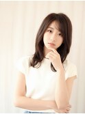 小顔レイヤーロブヘアウルフカットブリーチなしココアブラウン