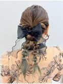 ヘアアレンジローポニーパーティーヘア