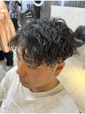 波巻きパーマ センターパート