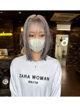 レオクマ(REOKUMA) セクションカラー/ハイトーン/ホワイトシルバー/ブルー