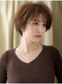 マロンベージュ抜け感小顔ショートマッシュパーマY川口30代40代