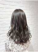 透明感アッシュグレージュカラー