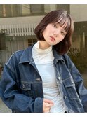 大人可愛い韓国ボブヘアブラウンカラーイメチェン顔周りレイヤー