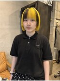 ブロックカラー/イエローカラー/デザインカラー/ハイトーンボブ