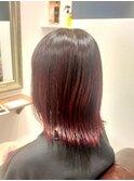30代40代50代/外ハネボブ/切りっぱなしボブ/ウォームレッド