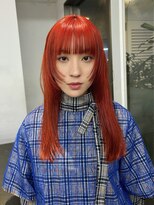 レコ 渋谷(LECO) ブラッドオレンジカラーハイトーンロングヘア