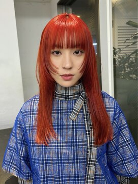 レコ 渋谷(LECO) ブラッドオレンジカラーハイトーンロングヘア