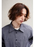 フェザーパーマボブパーマブラウンヘアーニュアンスパーマ