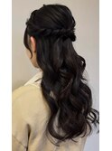 ハーフアップ　卒業式ヘア