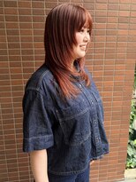 ヒントステーション(HINTSTATION)&nbsp;〈浅草美容室〉ミディアム顔まわりレイヤーピンクブラウン
