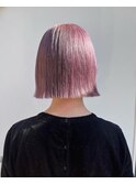 ピンクパープル×切りっぱなしボブ